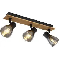 Globo Lighting Projecteur - Marron - Noir - Fumé - L 40 cm - verre - bois - métal - 3 flammes