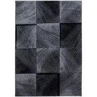 Ayyildiz Hali Ayyildiz | Tapis moderne - 280 cm x 370 cm - Gris et noir - Design géométrique - Antidérapant et facile à nettoyer