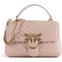 Pinko sac à main sac à épaule bandoulière Love Lady Puff Mini CL Sheep Nappa Chevron Cipria - Antique Gold saumon