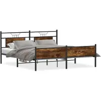 vidaXL Lit métallique sans matelas chêne fumé 183x213 cm