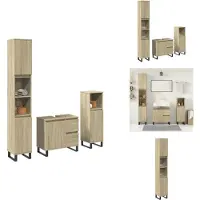 vidaXL Ensemble de meubles de salle de bain 3 pièces en bois composite chêne Sonoma