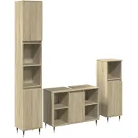 vidaXL Ensemble de meubles de salle de bain 3 pièces en bois composite chêne Sonoma