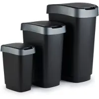 Rotho Set . 3pcs Seau à Swing TWIST, Poubelle, Noir