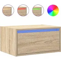 vidaXL Table de chevet murale avec lumières LED chêne sonoma