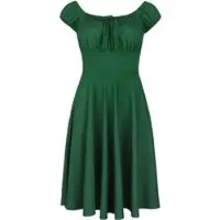 Voodoo Vixen Robe mi-longue Rockabilly de - Robe `Évasée Col Froncé - XS - 3XL - pour Femme - vert - Taille XS