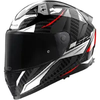 LS2 Helmets FF811 Vector II Carbon Savage Blanc Rouge Gris Casque Intégral Taille L