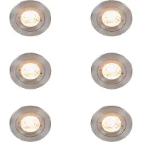 QAZQA Ensemble de 6 spots encastrables modernes en acier rond IP44 - Xena