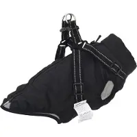 vidaXL Manteau pour chien avec harnais Imperméable Réfléchissant Noir L36