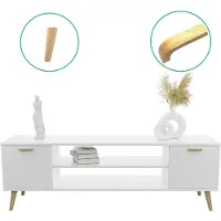 KOBI Armoire RTV Focus blanc 135 cm - Scandinave