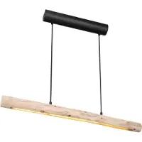Globo Lampe suspendue Mella noir avec bois 80cm