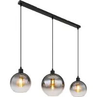 Globo Suspension noire Newcastle Sphère Smoke Glass 3 lumières