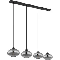 Globo - lampe suspendue - Shaun - noir - verre fumé - grande lampe de table de salle à manger - E27 - 15572-4H