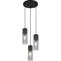 Globo Lighting Suspension élégante Annika 3 lumières noir rond