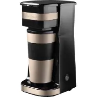 Bestron Machine à café avec gobelet isolant, Pour café filtre moulu, 2 grandes tasses, 750 watts, acier inoxydable, couleur : cuivre