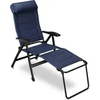Aktiv shop GmbH ELONEO Chaise de camping pliante avec repose-jambes amovible, chaise pliante rembourrée en aluminium, chaise de jardin pliante, chaise longue avec dossier réglable, Camping Chair bleu rembourré