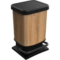 Rotho Paso pedaalemmer - prullenbak 20L - BPA vrij - hout look (1754007026WS), Poubelle, Marron