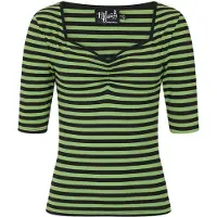 Hell Bunny T-shirt manches longues Rockabilly de - Haut Warlock - XS - XL - pour Femme - vert/noir - Taille XL
