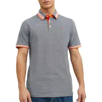 Jack & Jones T-Shirt 'JJEPaulos' bleu fumé / mandarine / blanc