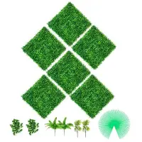 Vevor Haie de Buis Artificiel 6PCS Panneaux de Buis Artificiels 50,8x50,8 cm Toile de Fond de Mur d'Herbe Artificielle PE 4 cm Écran Confidentialité pour Décoration Intérieur Extérieur Jardin Clôture