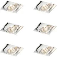 QAZQA Ensemble de 6 spots encastrables blancs GU10 AR70 sans bordure - Oneon