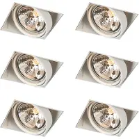 QAZQA Ensemble de 6 spots encastrables blancs AR111 pivotants et inclinables sans bordure - Oneon
