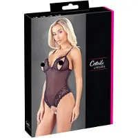 Cottelli - body ouvert en dentelle avec perles - noir - XL