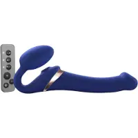 Strap-On-Me - gode ceinture vibrant à ondes d’air - M - silicone bleu
