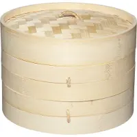 Kitchen Craft Medium Two Tier Bamboo Steamer Beige