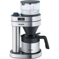Severin Caprice Machine à café filtre, fait main avec cafetière pour jusqu'à 8 tasses, machine à café avec minuterie, acier inoxydable brossé/noir mat KA 5763