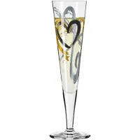 Ritzenhoff Flûte à champagne Goldnacht no1 (coeurs), Verres à vin, Transparent, Noir, Or