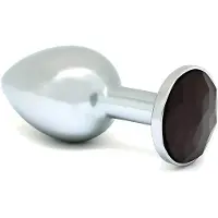 Rimba XS - plug anal métallique argenté à pierre noire