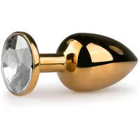 EasyToys Metal No.1 - plug anal conique à pierre blanche - doré (2,5 cm)