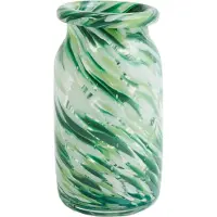 HAY Splash Roll Neck Vase Small - Green Swirl
