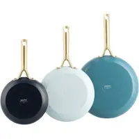 Greenpan Lot de 3 poêles Shades avec revêtement antiadhésif, compatibles avec tous les types de cuisinières