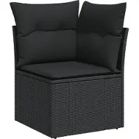 vidaXL Salon de jardin 9 pcs avec coussins noir résine tressée