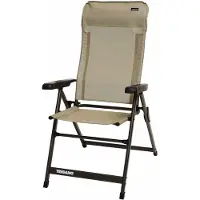 Trigano - Chaise de camping - Fauteuil Alu Dos Haut Slim Moka - Beige