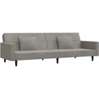 vidaXL Canapé-lit à 2 places avec deux oreillers Gris clair Velours
