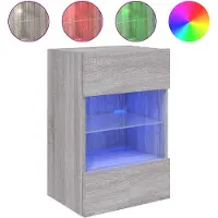 vidaXL Armoire TV murale avec lampes LED Gris Sonoma 58,5x30x60,5 cm