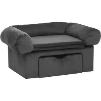 vidaXL Canapé pour chien avec tiroir gris foncé 75x50x38 cm peluche