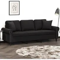 vidaXL Canapé 3 places avec oreillers décoratifs noir 180 cm velours