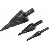 AWTOOLS AW WIERTŁO STOPNIOWE SPIRALNE KPL. 3szt./ 4-12 4-20 4-32mm/ AICrN/ CZARNE/ ETUI PLASTIK. (4-12mm, 4-20mm, Ø 4-32mm)