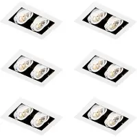 QAZQA Lot de 6 spots encastrés modernes blancs doubles orientables - Oneon 70