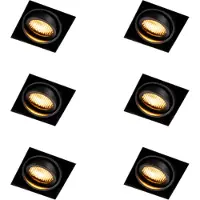 QAZQA Ensemble de 6 spots encastrables noirs orientables sans bordure - Oneon Honey