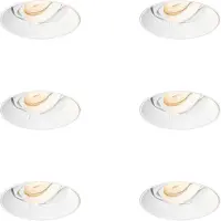 QAZQA Ensemble de 6 spots encastrables modernes blancs GU10 ronds sans bordure - Oneon