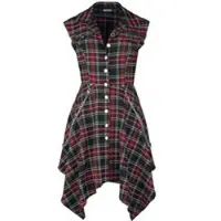 Jawbreaker Robe mi-longue Gothic de - Robe Chemise Tartan - XS - 3XL - pour Femme - multicolore - Taille XS