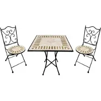 Axi Camilla Table Et Chaise Bistrot, 2 Chaises 1 Table, Ensemble Bistro Extérieur, Mosaique Beige Toscane - Salon De Jardin Bistrot, Table Bistrot