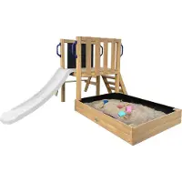 Axi Leah Aire De Jeux Mini En Bois Avec Toboggan Blanc / Extérieur, Bac À Sable, Cuisine De Jeu Et Tableau Noir