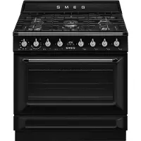 Smeg Tr90gm 90 Cm Natural Gas Kitchen With Oven 5 Burners Noir