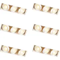 QAZQA Ensemble de 6 spots encastrables blancs réglables sans bordure 3 lumières - Oneon