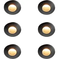 QAZQA Ensemble de 6 spots encastrables modernes noirs IP44 - Gap